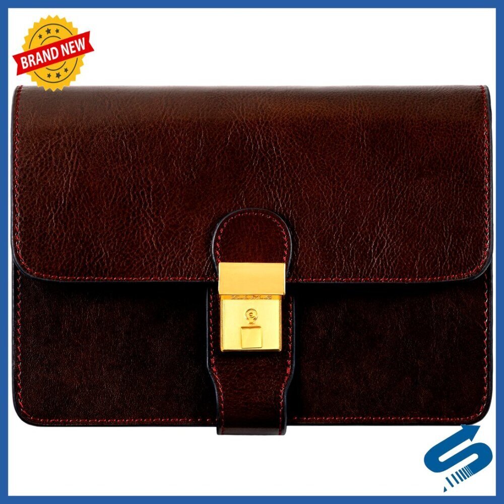 Italian Leather Clutch Organizer Wrist Bag Handmade Briefcase Minimal Classic